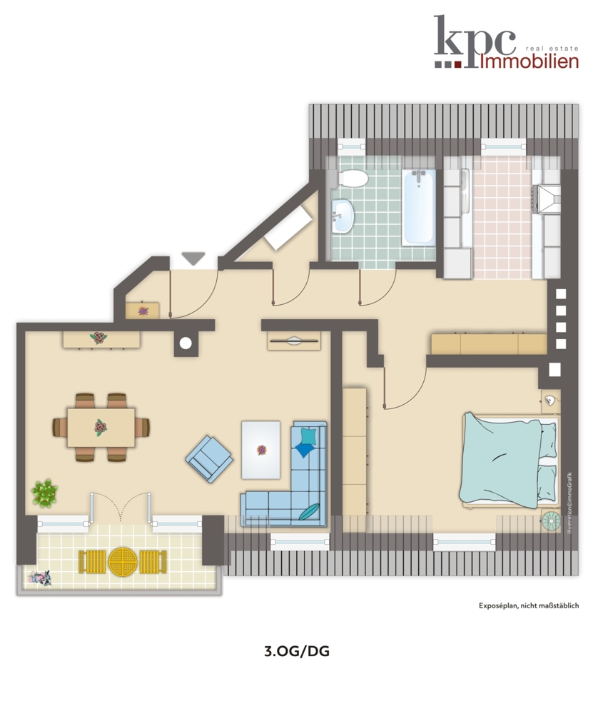 Neuhausen/Nymphenburg! Schickes Dachatelier mit sonniger Loggia im Herzen Münchens! U1/U7! - Grundriss