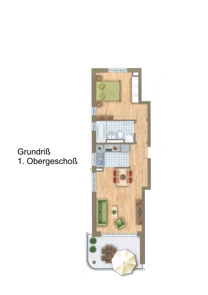 Moderne 2 Zi-Wohnung mit über 11m² Traumbalkon! BJ 2015! EBK! Nur 300m zur S-Bahn (S4)! Vermietet! - Grundriß